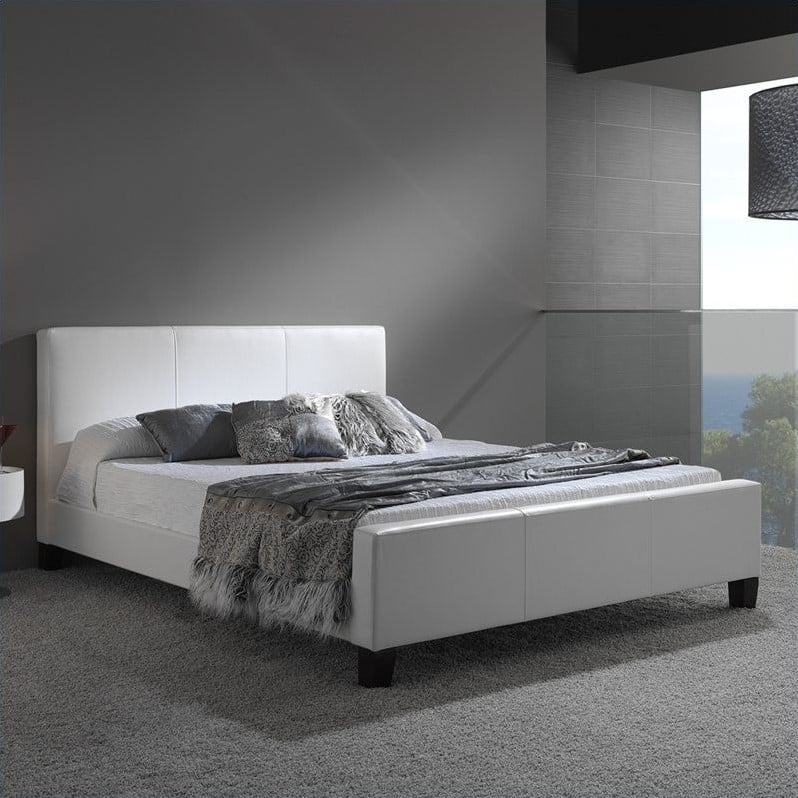 Fashion Bed Group Euro Leather Modern Platform Bed in White Finish