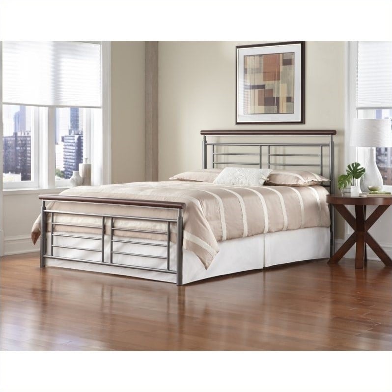Fashion Bed Fontane Metal Bed in Silver and Cherry