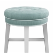 Hillsdale Sophia Tufted Backless Wood Vanity Stool White with Spa Blue Fabric