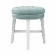 Hillsdale Sophia Tufted Backless Wood Vanity Stool White with Spa Blue Fabric