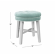 Hillsdale Sophia Tufted Backless Wood Vanity Stool White with Spa Blue Fabric