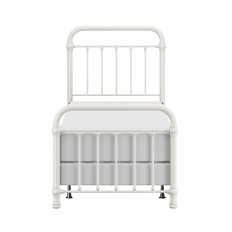 Hillsdale Kirkland Twin Metal Spindle Panel Bed in White