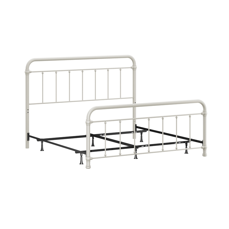 Hillsdale Kirkland Metal King Round Spindle Bed in Soft White