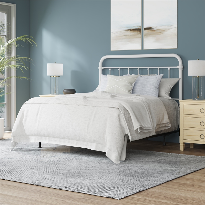 Hillsdale Kirkland Metal Full/Queen Round Spindle Headboard w/Frame - Soft White