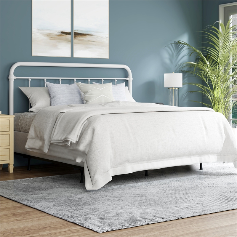 Hillsdale Kirkland King Metal Spindle Panel Headboard with Frame in White