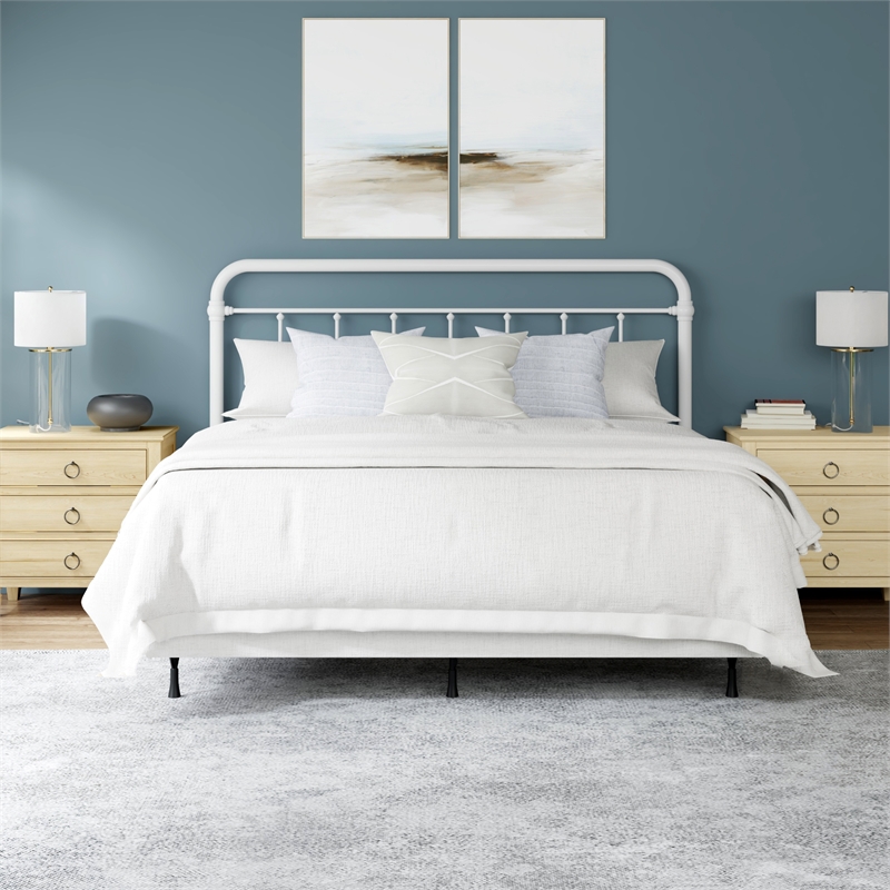 Hillsdale Kirkland King Metal Spindle Panel Headboard with Frame in White