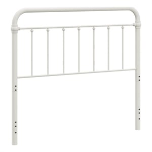 Hillsdale Kirkland Metal Full or Queen Round Spindle Headboard in Soft White