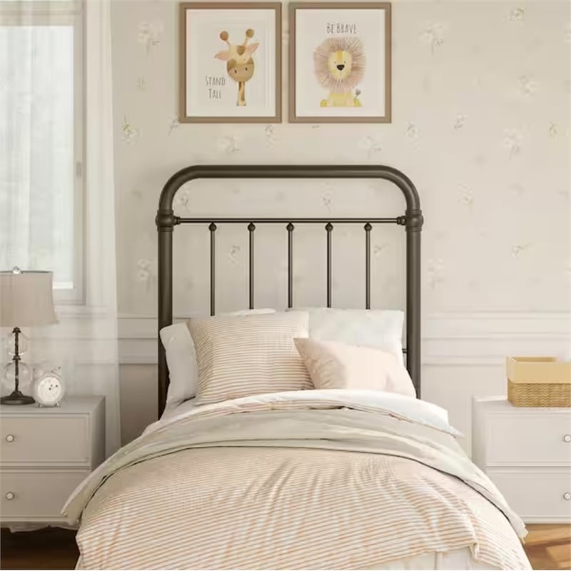 Hillsdale Kirkland Twin Metal Spindle Panel Headboard in Dark Bronze