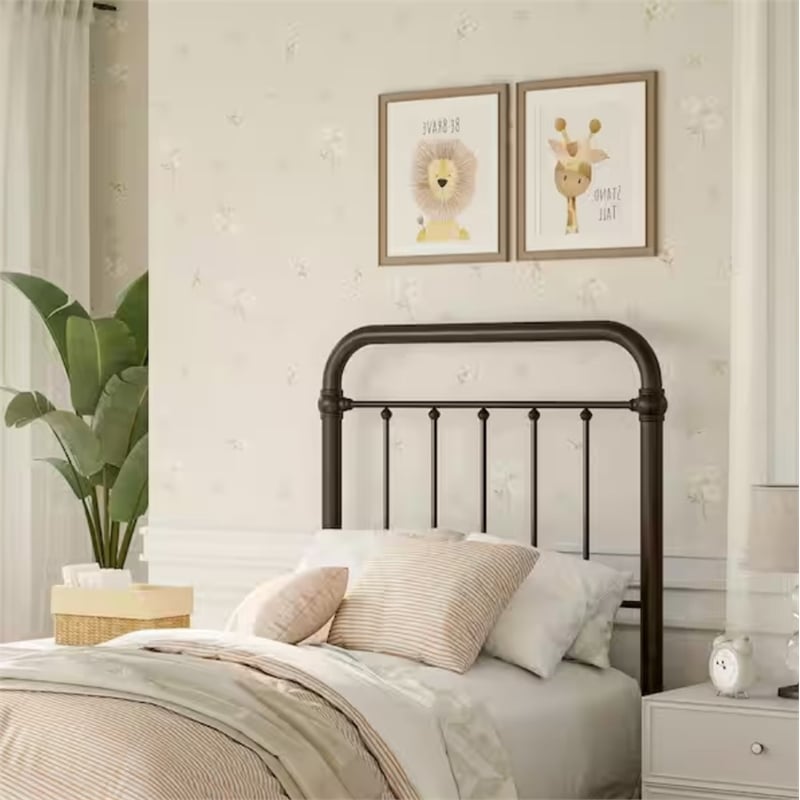 Hillsdale Kirkland Twin Metal Spindle Panel Headboard in Dark Bronze