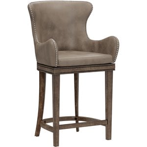 Hillsdale Caydena 41&quot Faux Leather Contemporary Counter Stool in Brown/Gray