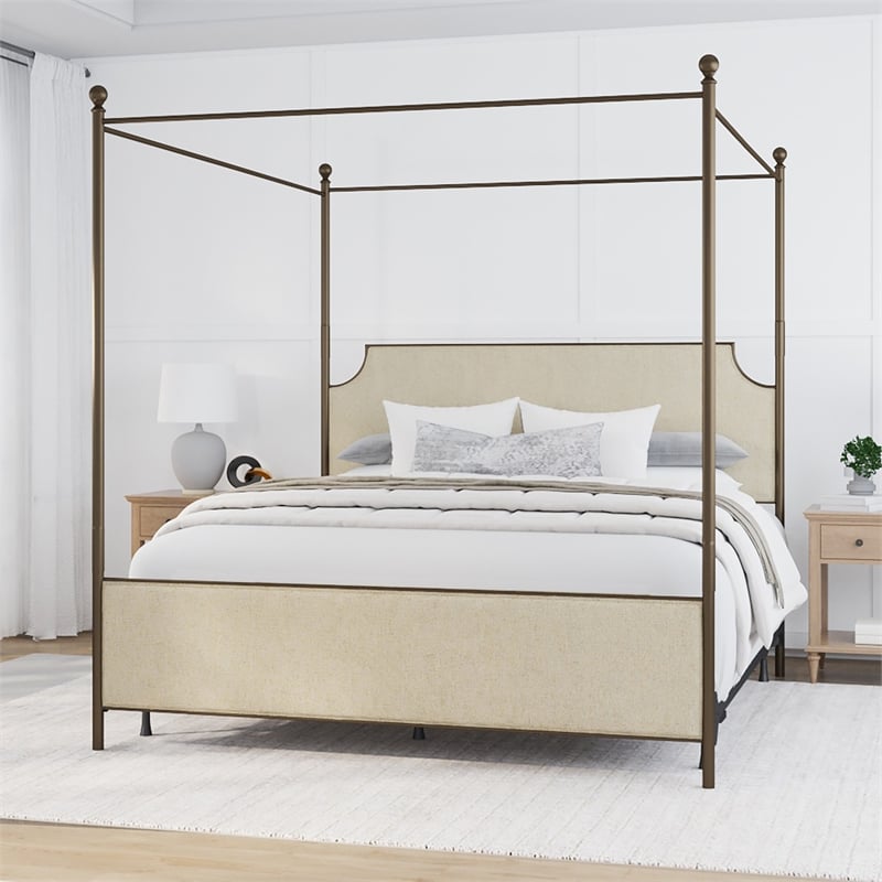 Hillsdale McArthur Metal King Canopy Bed with Frame in Bronze