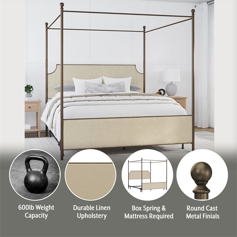 Hillsdale McArthur Metal King Canopy Bed with Frame in Bronze