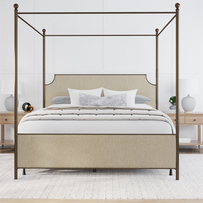 Hillsdale McArthur Metal King Canopy Bed with Frame in Bronze