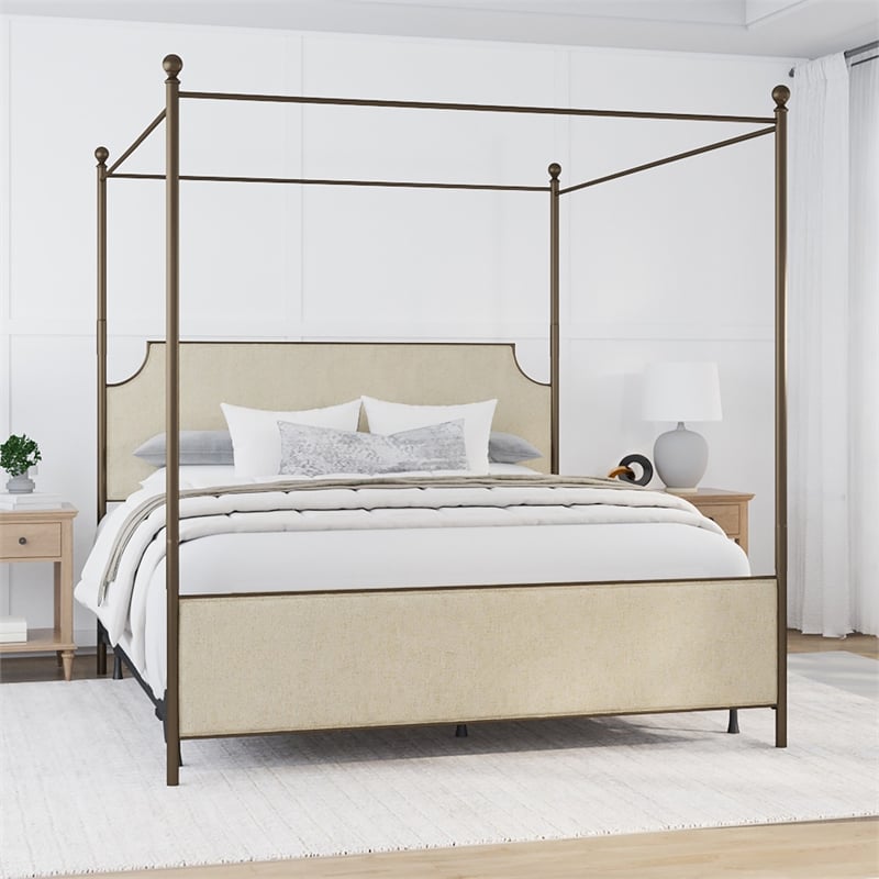 Hillsdale McArthur Metal King Canopy Bed with Frame in Bronze