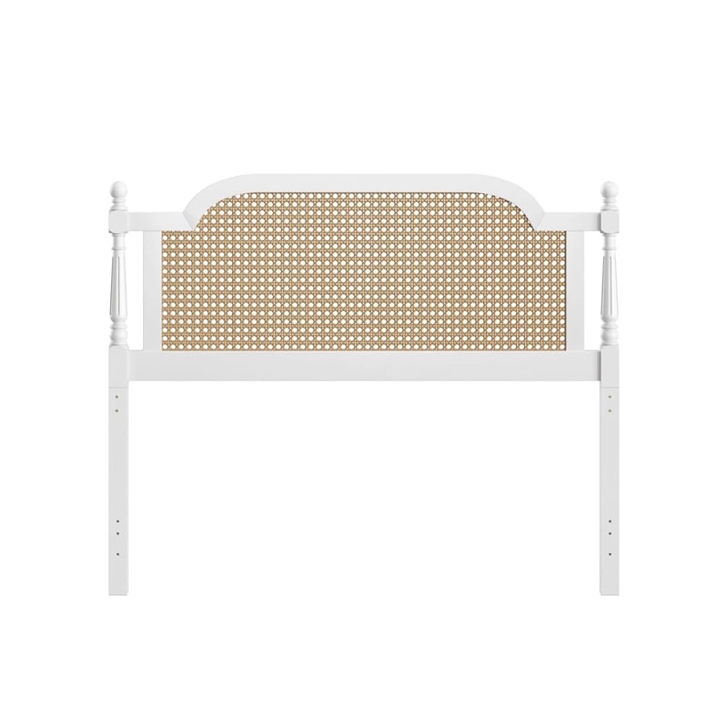 Hillsdale Melanie Coastal Wood and Cane Queen Headboard in White