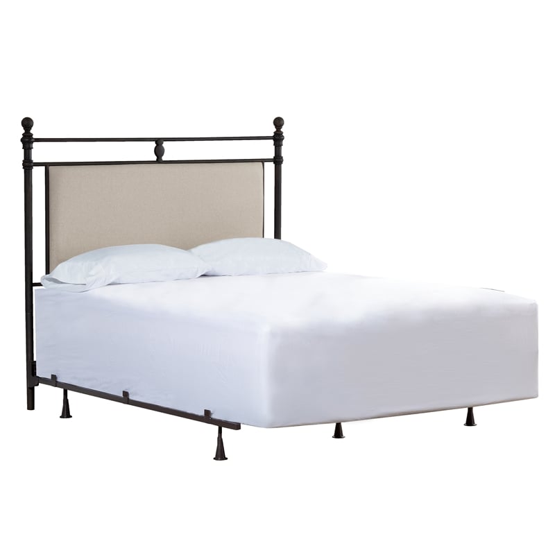 Hillsdale Ashley Queen Fabric Upholstered Headboard with Frame Linen Gray Stone