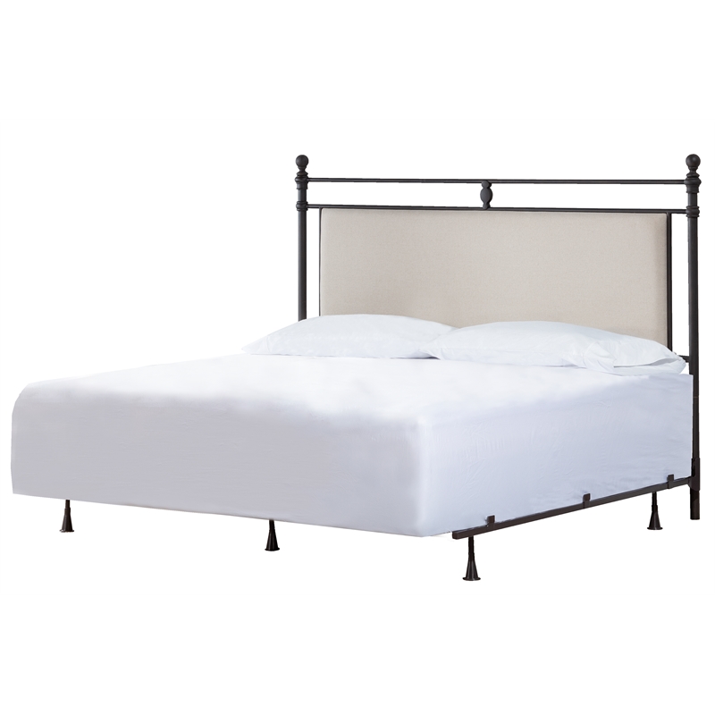 Hillsdale Ashley Queen Fabric Upholstered Headboard with Frame Linen Gray Stone
