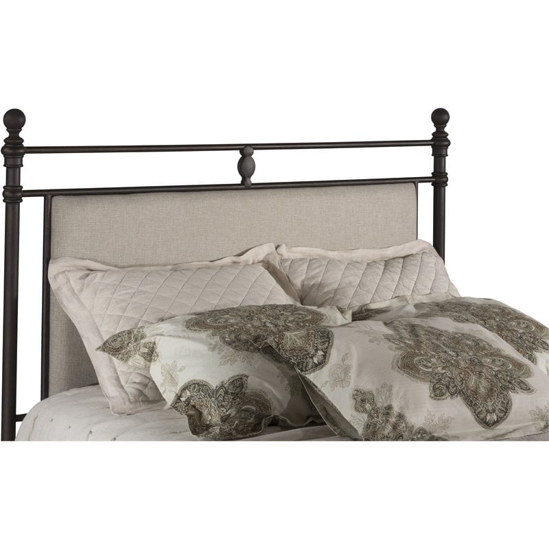 Hillsdale Ashley Queen Fabric Upholstered Headboard with Frame Linen Gray Stone