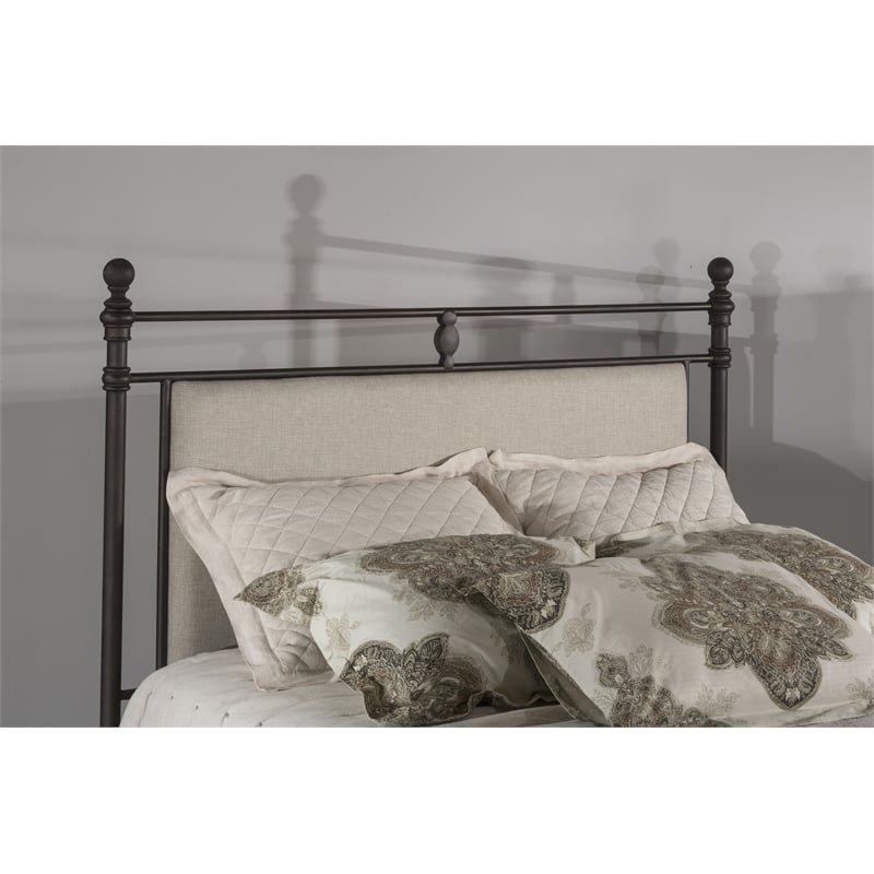 Hillsdale Ashley King Fabric Upholstered Panel Headboard and Frame Linen Stone