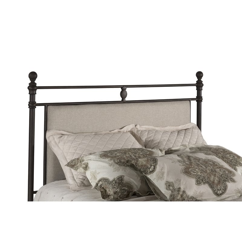 Hillsdale Ashley King Fabric Upholstered Panel Headboard and Frame Linen Stone