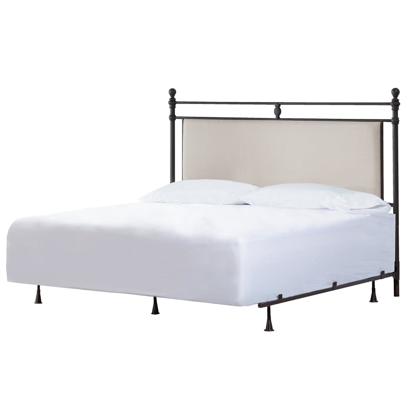 Hillsdale Ashley King Fabric Upholstered Panel Headboard and Frame Linen Stone