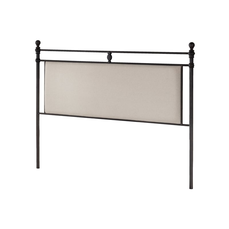 Hillsdale Ashley King Fabric Upholstered Panel Headboard and Frame Linen Stone