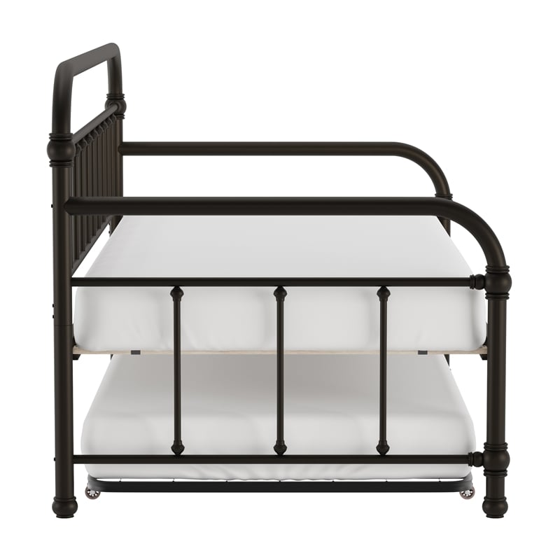 Hillsdale Furniture Kirkland Metal Twin Daybed with Roll Out Trundle Dark Bronze
