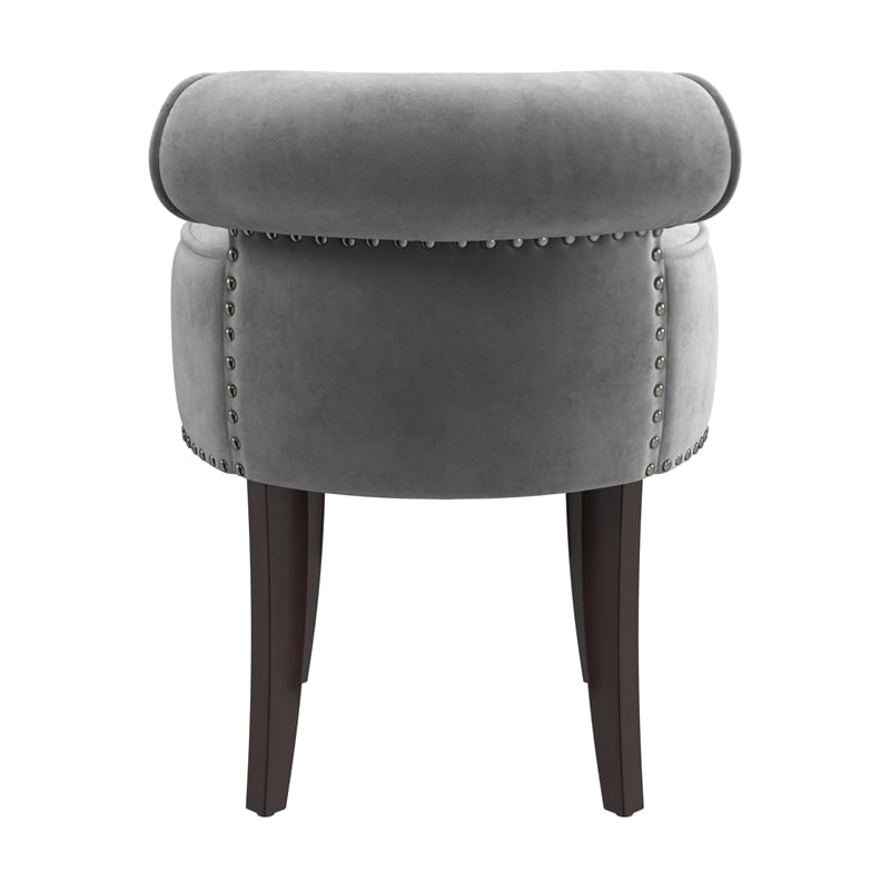 Hillsdale Lena Wood and Upholstered Vanity Stool in Dark Espresso