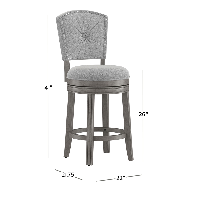 Hillsdale Santa Clara II 26 Wood Contemporary Counter Stool in Gray