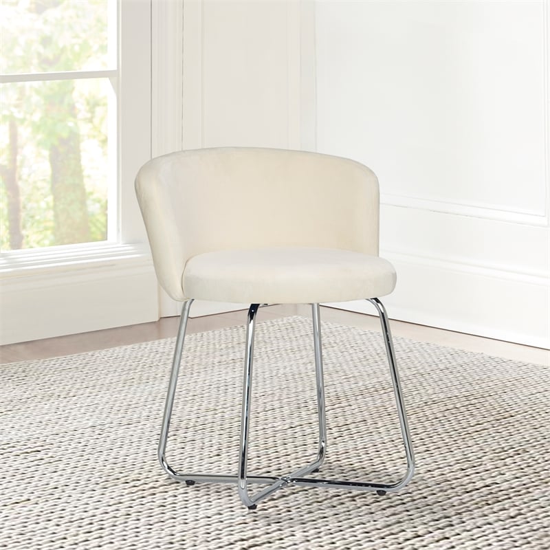 Hillsdale Furniture Marisol Metal Vanity Stool with White Fabric