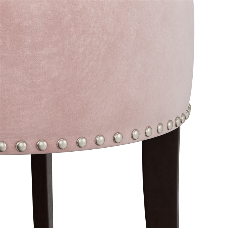 Hillsdale Lena Contemporary Wood/Fabric Vanity Stool in Pink