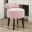 Hillsdale Lena Contemporary Wood/Fabric Vanity Stool in Pink