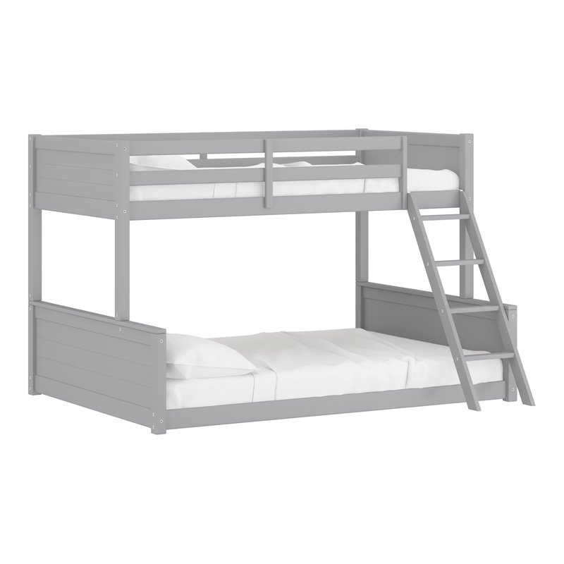 Hillsdale Capri Coastal Wood Twin over Full Bunk Bed with Mattresses in Gray