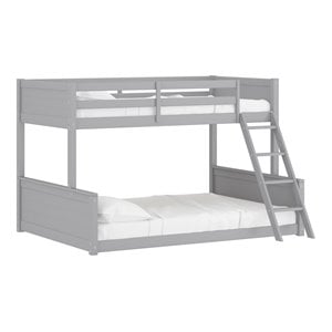 Hillsdale Capri Coastal Wood Twin over Full Bunk Bed with Mattresses in Gray