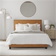 Hillsdale Gayle Nail Head Trim Queen Upholstered Bed Saddle Brown Faux Leather