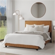 Hillsdale Gayle Nail Head Trim Queen Upholstered Bed Saddle Brown Faux Leather
