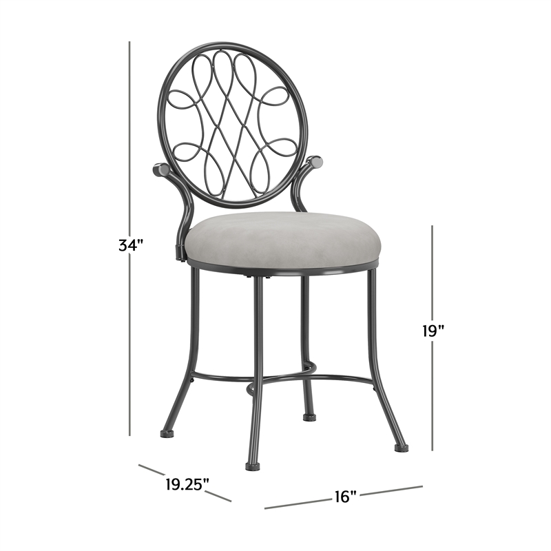Hillsdale Furniture O'Malley Metal Vanity Stool Metallic Gray