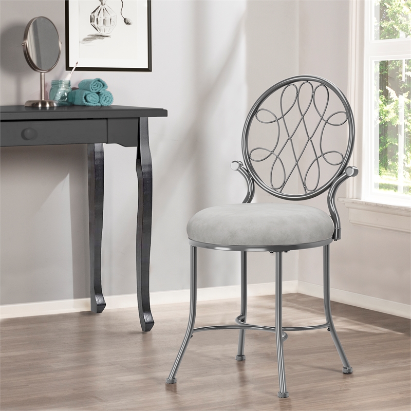 Hillsdale Furniture O'Malley Metal Vanity Stool Metallic Gray