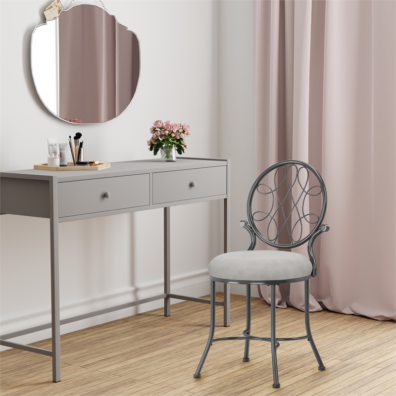 Hillsdale Furniture O'Malley Metal Vanity Stool Metallic Gray