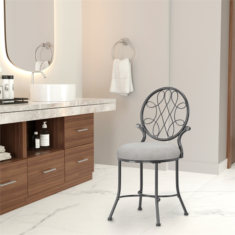 Hillsdale Furniture O'Malley Metal Vanity Stool Metallic Gray