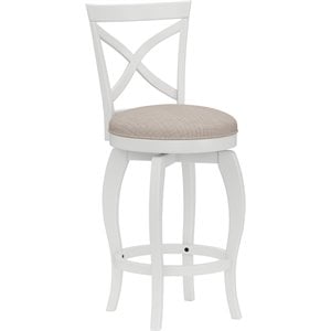 Hillsdale Ellendale 40&quot Fabric Transitional Counter Stool in White/Beige