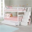 AFI Columbia Full Over Full Wood Staircase Trundle Bunk Bed in White