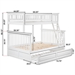 AFI Columbia Twin Over Full Trundle Wood Bunk Bed in White