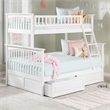 AFI Columbia Twin Over Full Solid Wood Bunk Bed with 2 Storage Drawers in White