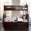 AFI Columbia Twin Over Full Solid Wood Bunk Bed with 2 Storage Drawers in Walnut
