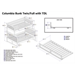 AFI Columbia Twin Over Full Trundle Wood Bunk Bed in Walnut