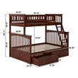 AFI Columbia Twin Over Full Solid Wood Bunk Bed with 2 Storage Drawers in Walnut