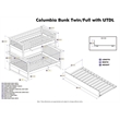 AFI Columbia Twin over Full Solid Wood Bunk Bed with Trundle in White