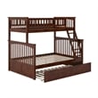 AFI Columbia Twin over Full Solid Wood Bunk Bed with Trundle in Walnut