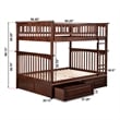 AFI Columbia Twin Over Full Solid Wood Bunk Bed with 2 Storage Drawers in Walnut